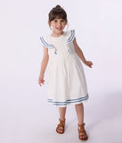 PETIT BATEAU VESTIDO CON OLANES WHITE