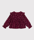 PETIT BATEAU BLUSA LS PANA FLORAL BURGUNDY