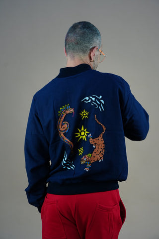 AMOR & ROSAS ETERNAL DUALITY CHAMARRA BOMBER NAVY