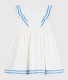 PETIT BATEAU VESTIDO CON OLANES WHITE