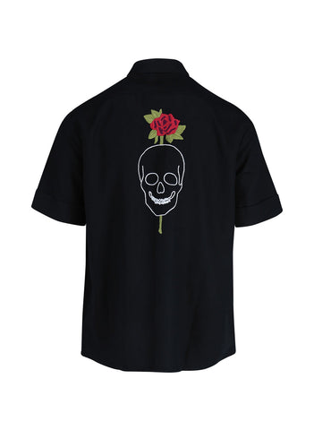 AMOR & ROSAS CAMISA SKULL & FLOWERS BLACK