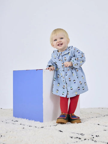 BOBO CHOSES VESTIDO GAME PAWNS LIGHT DENIM