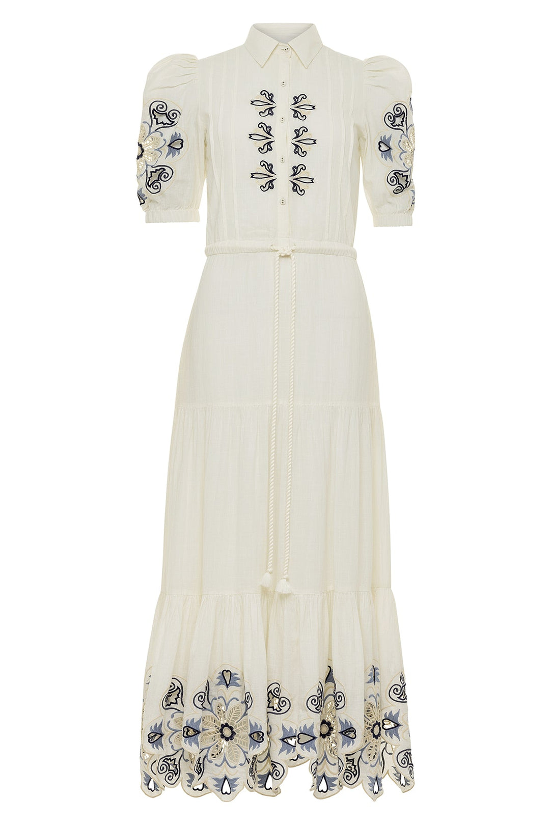 sachin and babi light blue dress Lucky embroidered linen midi dress in white - Zimmermann main image 0