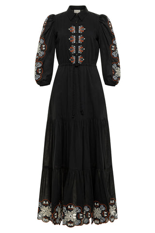 CAROLINA K VESTIDO GEO LONG SLEEVE BLACK