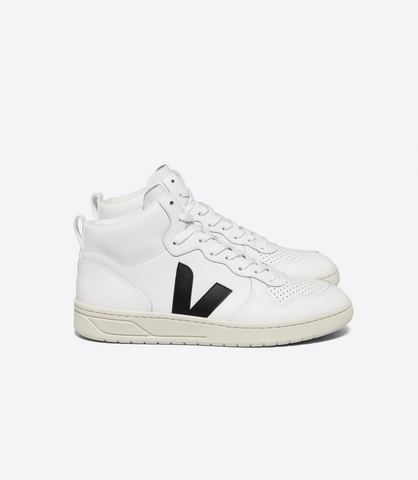 VEJA V-15 LEATHER EXTRA WHITE BLACK WOMAN