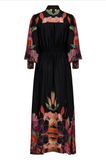 CAROLINA K VESTIDO ELISETA BLACK FLORAL