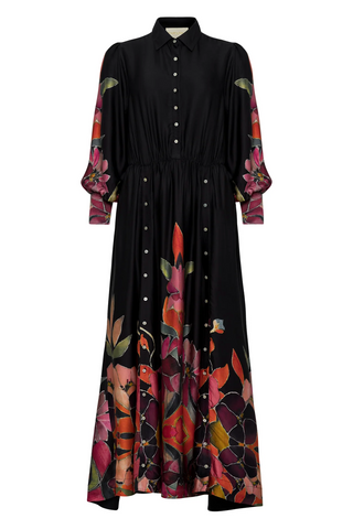 CAROLINA K VESTIDO ELISETA BLACK FLORAL