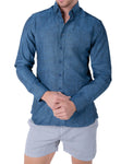 SUNNY PATOCHE NAVY LINEN SHIRT 