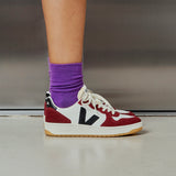 VEJA V10 LEATH WHITE BLACK AMARANTE MAN